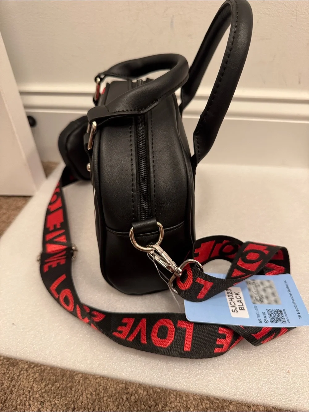 Betty Boop Black Printed Dome satchel bag with pouch NWT